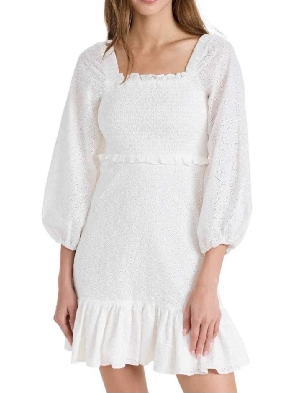 Veronica Beard Denise White Eyelet Mini Dress